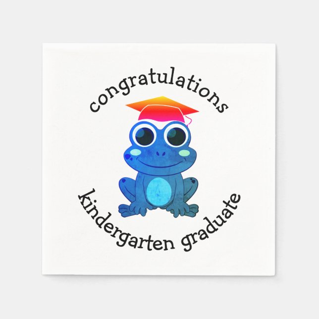 Cute Frog Custom Kindergarten Graduation Paper Napkin (Front)