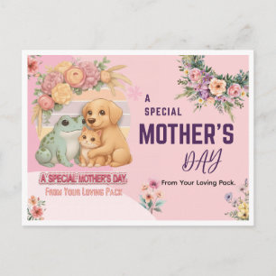 Cute Frog Dog Cat Mother’s Day Card - Special Gift