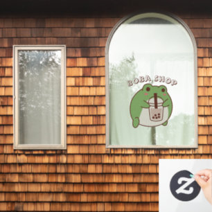  Cute FROG drinking bubble tea, boba tea Window Cling