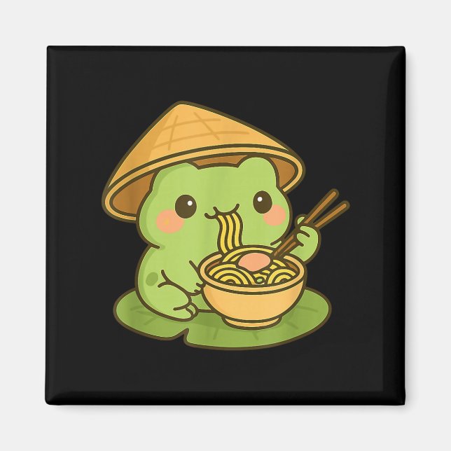 Cute Frog Eating Ramen Anime Japanese Men Women Ki Magnet (Front)