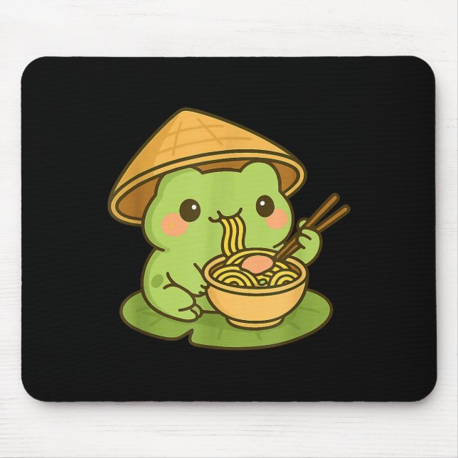 Cute Frog Eating Ramen Anime Japanese Men Women Ki Mouse Mat (Front)