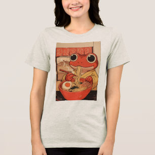 Cute Frog Eating Ramen Japanese Anime  Tri-Blend Shirt