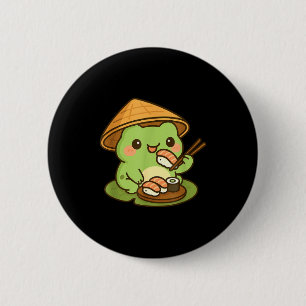 Cute Frog Eating Sushi Anime Japanese Men Women Ki 6 Cm Round Badge