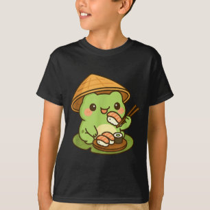 Cute Frog Eating Sushi Anime Japanese Men Women Ki T-Shirt