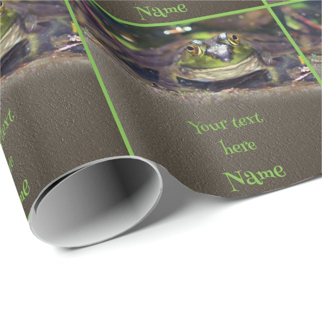 Cute Frog Face Animal Personalised Wrapping Paper (Roll Corner)
