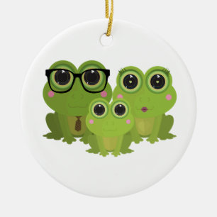 Cute Frog Family Ceramic Tree Decoration