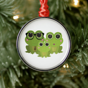 Cute Frog Family Metal Tree Decoration