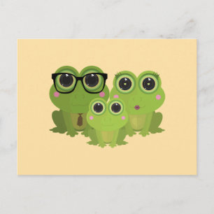Cute Frog Family – Mom Dad Baby Frogs Postcard
