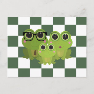 Cute Frog Family – Mom Dad Baby Frogs Postcard