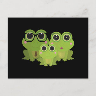 Cute Frog Family on Black Background Postcard