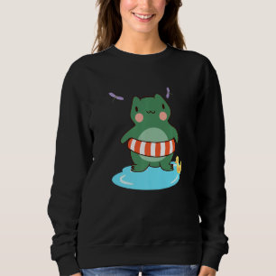 Cute Frog Floating Dragonfly Premium Sweatshirt
