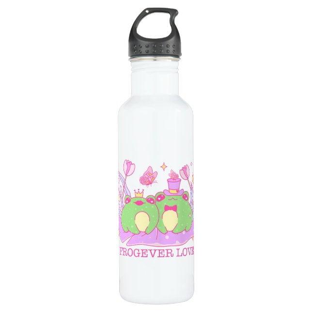 Cute Frog - Frogever Love 710 Ml Water Bottle (Front)