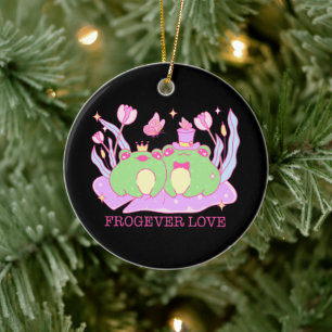 Cute Frog - Frogever Love Ceramic Tree Decoration