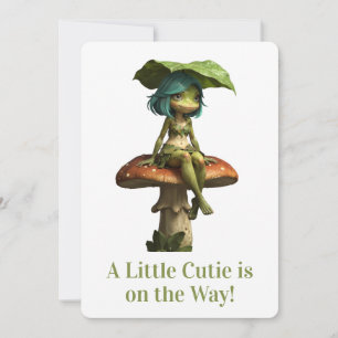 Cute Frog Girl Sitting on Mushroom Invitation
