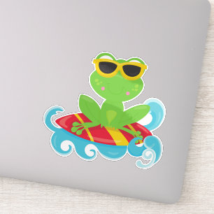 Cute Frog, Green Frog, Little Frog, Surfing Board