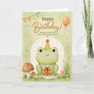 Cute Frog Happy Birthday Personalised Card