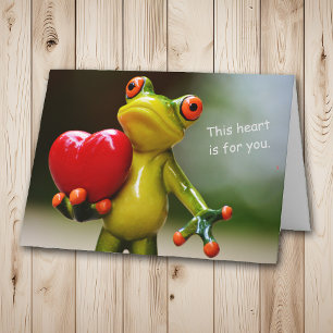 Cute Frog Holding Red Heart Valentine Holiday Card