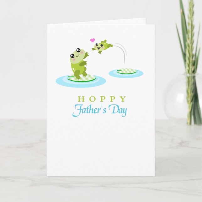 Cute Frog Hoppy Happy Father's Day card (Front)