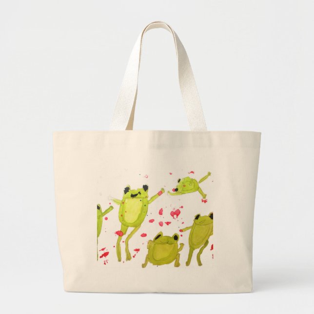 Cute frog illustration large tote bag (Front)