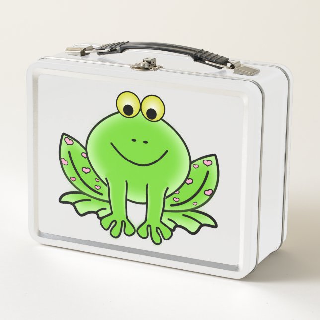 Cute Frog Illustration Metal Lunch Box (Front)