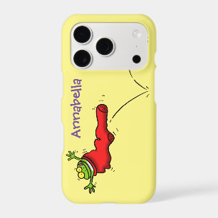 Cute frog in a red sock jumping cartoon