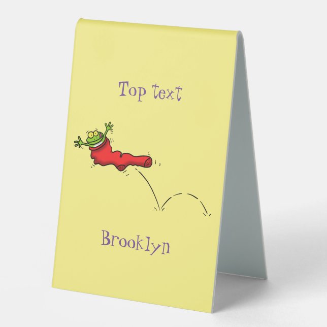 Cute frog in a red sock jumping cartoon (Front)