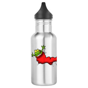 Cute frog in a red sock jumping cartoon 532 ml water bottle