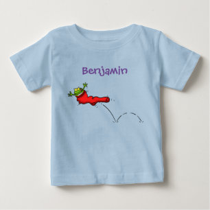 Cute frog in a red sock jumping cartoon baby T-Shirt