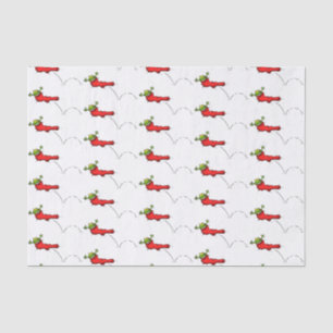 Cute frog in a red sock jumping cartoon tissue paper