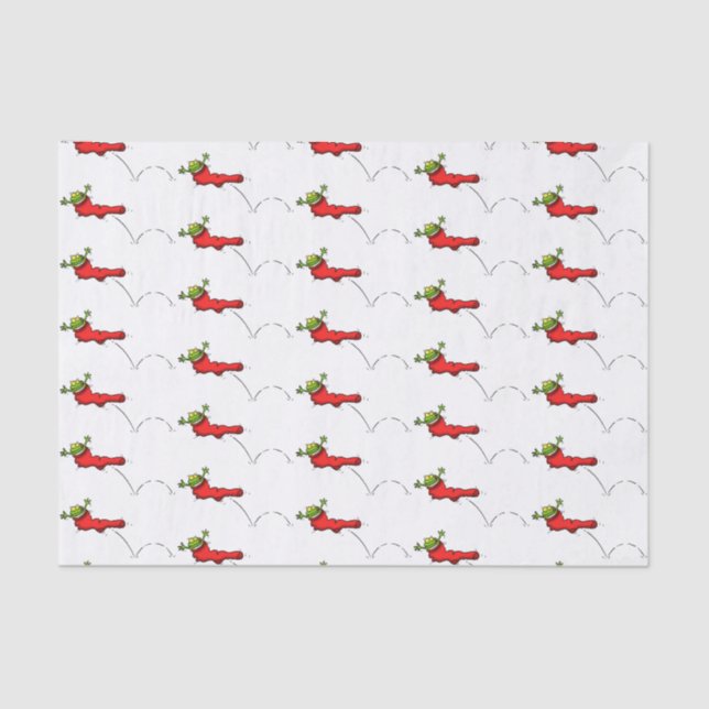 Cute frog in a red sock jumping cartoon tissue paper (Front)