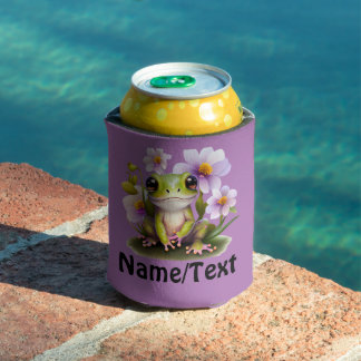 Cute Frog in Flowers Can Cooler