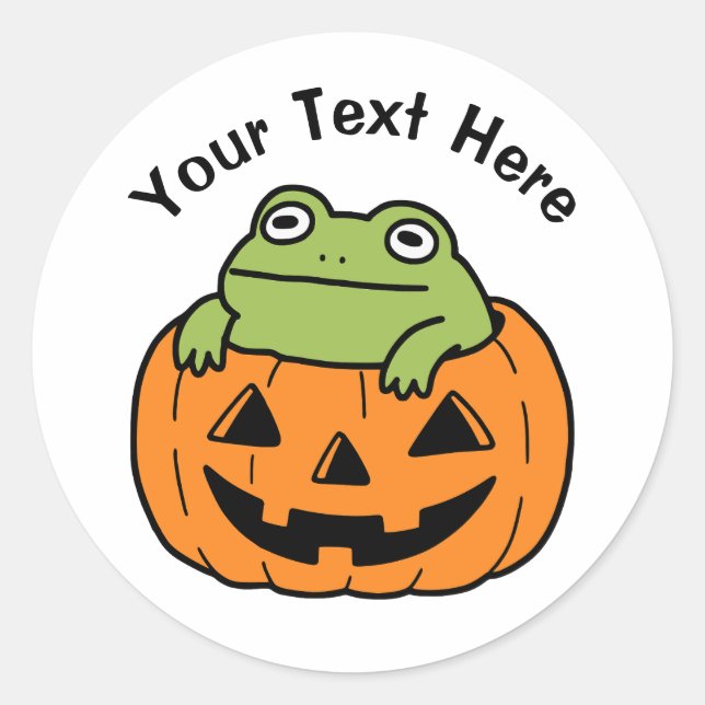 Cute Frog in Halloween Pumpkin Classic Round Sticker (Front)