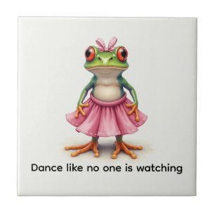 Cute Frog in Pink. Dance like no one is watching Tile