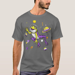 Cute Frog In Space NonBinary Flag Agender Genderqu T-Shirt