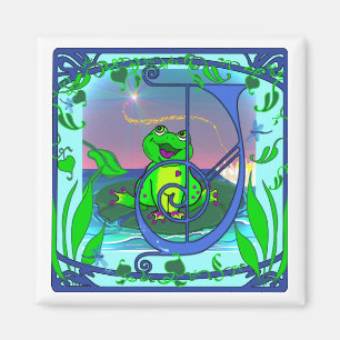 Cute Frog Initial J Magnet