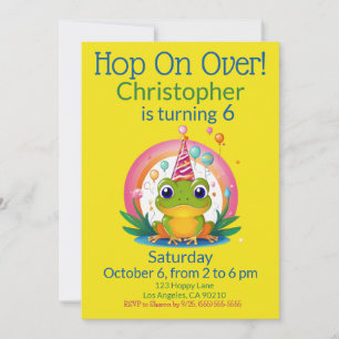 Cute Frog Kids Birthday Invitation