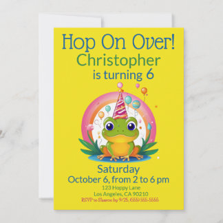 Cute Frog Kids Birthday Invitation