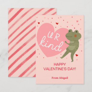 Cute Frog Kids Classroom Valentine Note Card