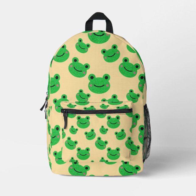 Cute Frog Kids School Printed Backpack (Front)