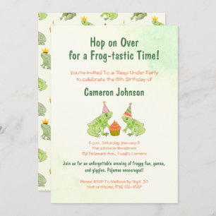 Cute Frog Kids Sleep Under Hand-Drawn Birthday  Invitation