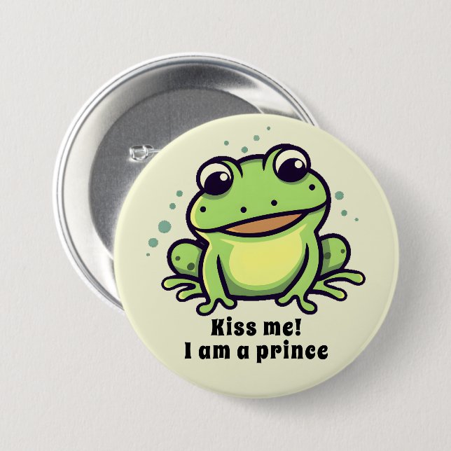 Cute frog kiss me 7.5 cm round badge (Front & Back)