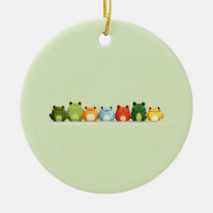 Cute Frog Lineup – Colourful Kawaii Animal Art Ceramic Tree Decoration