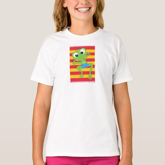 Cute Frog, Little Frog, Green Frog, Beach Towel T-Shirt (Front)