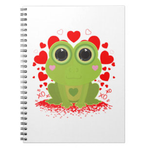 Cute Frog Love Hearts Kawaii Animal Valentine Notebook