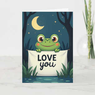 Cute Frog Love You Moon Card