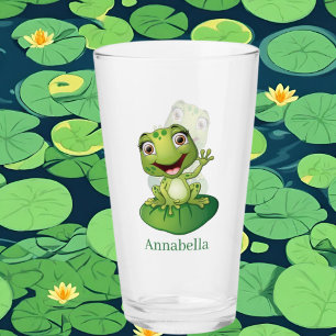 cute frog lovers add name glass