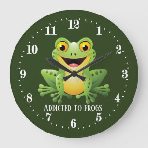 cute frog lovers add text  large clock