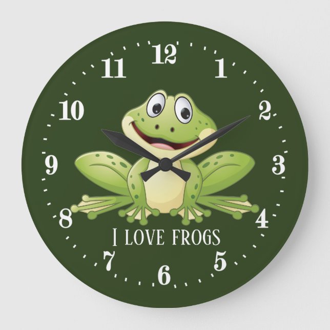 cute frog lovers add text Large Clock  (Front)