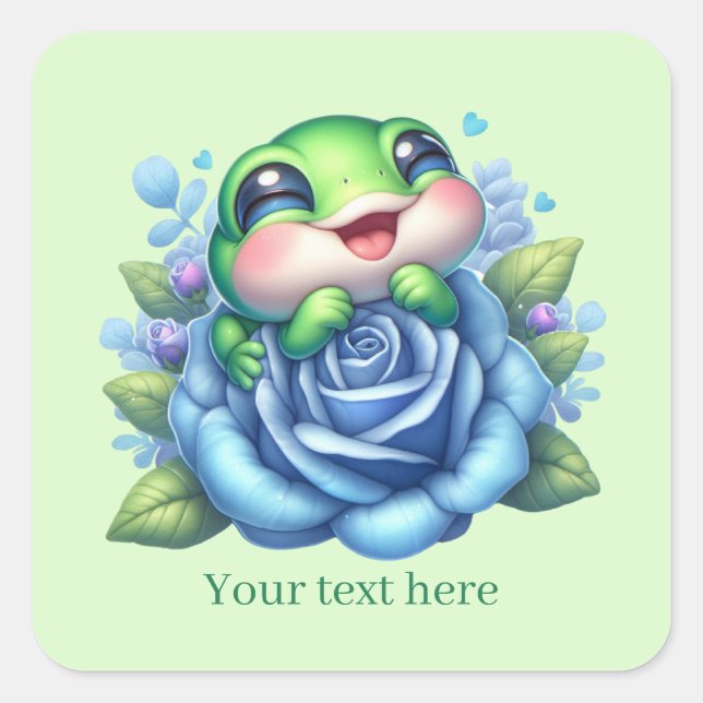 Cute frog lovers customisable  square sticker (Front)