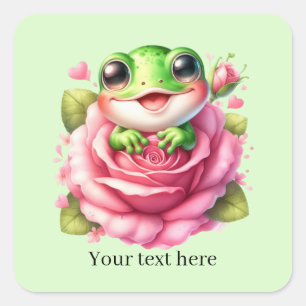 Cute frog lovers customisable square sticker
